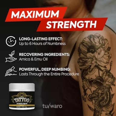Tattoo Numbing Cream for Tattoos Extra Strength- Fast & Long-Lasting Numb for Tattoos, Tattoo Numbing Cream Maximum Strength, Painless Numbing Cream, Numbing Cream for Waxing & Piercing - Image 2