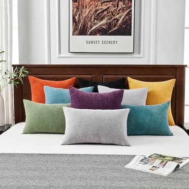 GAWAMAY Decorative Chenille Throw Pillow Covers 24x24 Inch Pack of 2, Soft Square Couch Pillow Cover for Sofa Cushion Living Room Bedroom Solid Dyed Pillowcases Burnt Orange 60x60cm (ONLY Covers) - Image 9