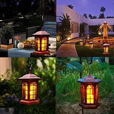 Solar Outdoor Waterproof Hanging Lantern, Yard Decorative Solar Lights PVC Upgrade 3 LED Flickering Flameless Candle Decorative Lights for Garden(Garden Candle) - Image 6