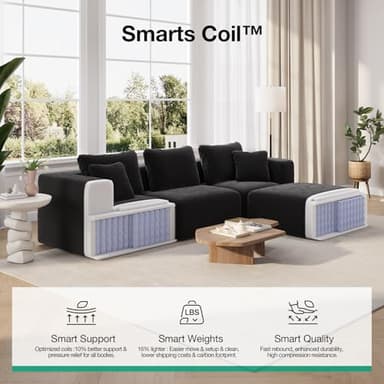 Novilla Modular Sectional Sofa, Modern Cloud Sectional Couch with Smarts Coil™ Support, U-Shape Upholstered Boneless Couch for Living Room Apartments Bedroom, No Assembly Required (6 Seater) - Image 3