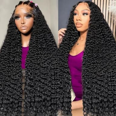 Fadaina 13x6 Deep Wave Lace Front Wigs Human Hair 180 Density, 30 Inch Curly Lace Frontal Wig Human Hair Pre Plucked with Baby Hair (30inch, 13x6 Curly Wig) - Image 1