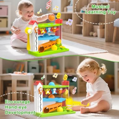 Ussybaby Toddler Musical Toys for 1+ Years Old Boy,Motor Skills Developmental Baby Toy 12-18 Months,Bilingual Toddler Learning Ball Drop Toy, Birthday Gift Toys for 1 2 Year Old Boys & Girls(Green) - Image 3
