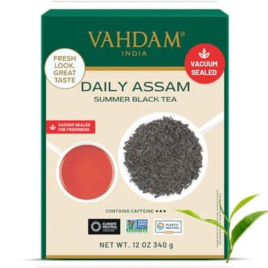 VAHDAM, Assam Black Tea Leaves (340g/12oz) 170+ Servings | High Caffeine, Non GMO, Gluten Free | STRONG, MALTY & RICH | Pure Unblended Single Origin Black Loose Leaf Tea | Vacuum Sealed - Image 1