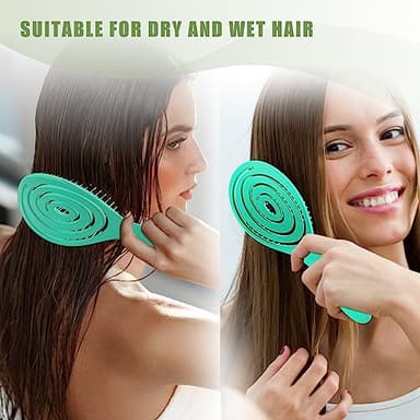 SHINLEA Hair Brush, Detangle Anti Tangle Brush, Spiral Hairbrush for Wet & Dry Hair, Women, Men, Kids, Glide Through Tangles For All Hair Types, Green - Image 5
