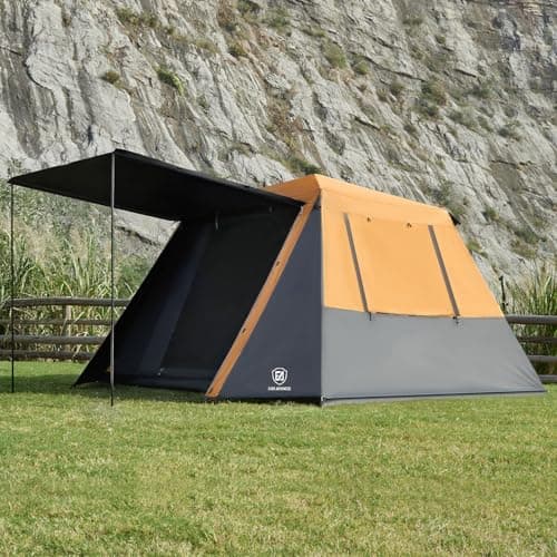 EVER ADVANCED Blackout 6 Person Camping Tent, Instant Cabin Tent for Family with Vestibule and Large Mesh Windows, 60s Easy Setup, Double Layer, Water-Resistant, Orange&Black - Image 1