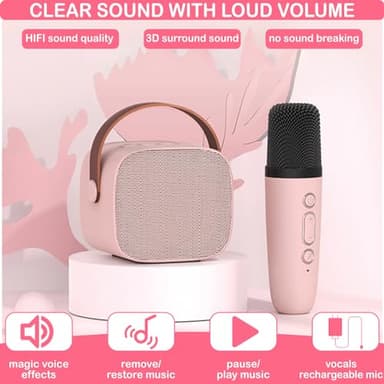 Mini Karaoke Machine for Kids & Adult, 4-12 Years Old Girls Christmas Birthday Gift for Boys, Karaoke Toys Gifts for Girls Ages 4, 5, 6, 7, 8, 9, 10, 12 +Year Old Birthday Party - Image 5