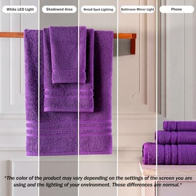 Hawmam Linen Purple 6 Piece Bath Towels Set for Bathroom Original Turkish Cotton Soft, Absorbent and Premium 2 Bath Towels, 2 Hand Towels, 2 Washcloths - Image 3