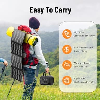 Solar Powered Generator 300W Peak/70400mAh, 260Wh Portable Power Station with Panels 40W Included, Solar Generator with AC Outlet 110V for Home Use, Camping, Outdoor, Power Backup - Image 8
