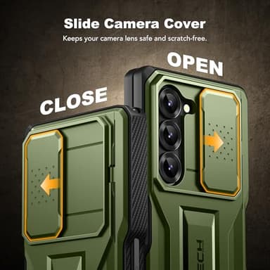 TONGATE for Z Fold 6 Case, [with S Pen Slot & Hinge Protection] [Tempered Glass Screen Protector] Full-Body Military Drop Phone Case for Samsung Galaxy Z Fold 6 with Kickstand & Belt Clip, Green - Image 3