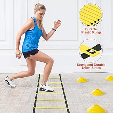 X-UMEUS Agility Ladder Speed Training Equipment Set-20ft Agility Ladder,12 Soccer Cones,4 Hurdles, Jump Rope, Running Parachute| Basketball Football Soccer Training Equipment for Kids Youth Adults - Image 3