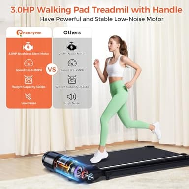 Walking Pad with Handle Bar, 3.0HP Foldable Folding Treadmills for Home Small, 3 in 1 Portable Treadmill with Handles, Small Walking Pad Treadmill Home with Remote Control, 320LB Capacity - Image 4