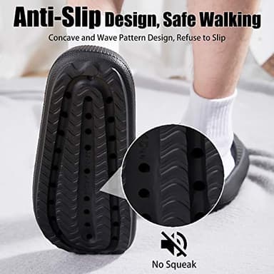 rosyclo Cloud Slides Slippers for Women and Men, Pillow Shower Bathroom Non-Slip Open Toe Super Soft Comfy Home House Cloud Cushion Slide Sandals for Indoor & Outdoor Shoes, Black - Image 4