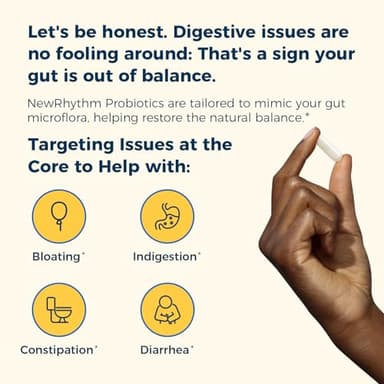 NewRhythm Probiotics 50 Billion CFU 20 Strains, 60 Veggie Capsules, Targeted Release Technology, Stomach Acid Resistant, No Need for Refrigeration, Non-GMO, Gluten Free - Image 3