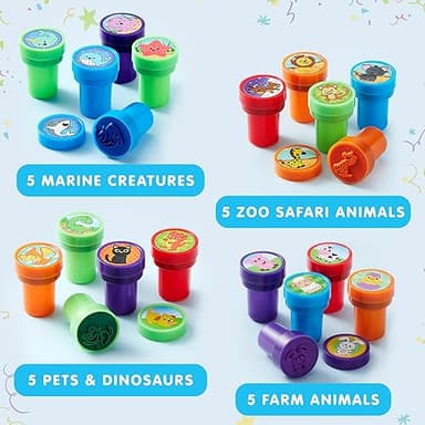 JOYIN 50 Pcs Assorted Stamps for Kids - Self-Ink Stamps with 50 Designs for Birthday Party Favor, Carnival Prizes, School Stampers, Goodie Bag, Halloween, Christmas (Zoo, Holiday Stampers) - Image 2