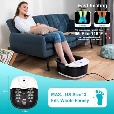 ECARBME Foot Spa Bath Massager with Heat [2025 Upgraded], Jets, Vibration, Adjustable Temp, Bubbles, Epsom Salt, Foot Soaking Tub with 22 Massage Rollers, Pedicure Foot Spa for Relaxation, Black - Image 2