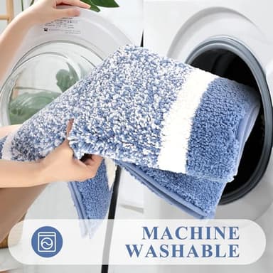 Pauwer Bathroom Rug Sets - 3 Piece Shower Mats with U-Shaped Contour Toilet Mat, Absorbent Microfiber Plush Bath Mats, Non Slip, Machine Washable Shaggy Floor Mats - Image 6
