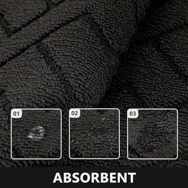 hicorfe Kitchen Rugs and Mats Sets,2 Pieces Super Absorbent Polypropylene Non-Slip Rug,Soft Comfort Floor Mat,Washable for Kitchen,Hallway,Office,Sink,Laundry(20" x 31.5" Plus 20" x 48",Black) - Image 5
