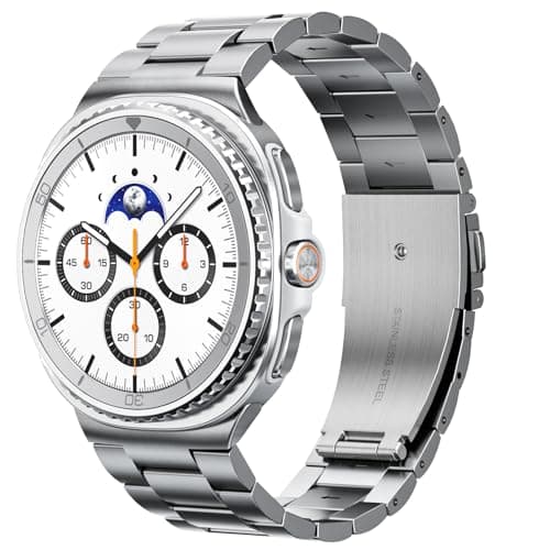 Metal Band Compatible with Samsung Galaxy Watch 8 40mm/44mm/Classic 46mm 2025,No Gap Business Stainless Steel Strap for Galaxy Watch8 Men Women,NOT for Other Models(Silver) - Image 1