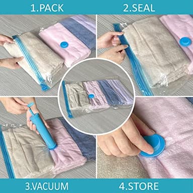 Vacuum Storage Bags, 10 Jumbo Space Saver Bags with Pump, Space Bags, Vacuum Sealer Bags for Clothes, Comforters, Blankets, Bedding - Image 7
