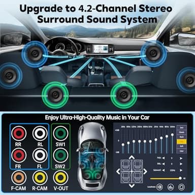 [QLED Screen Upgrade] 7" Double Din Car Stereo with Wireless Apple CarPlay and Android Auto, 240W Powerful Sound, 4.2-Channel Audio Output, Bluetooth, MirrorLink, Backup Camera, AM/FM Car Radio - Image 4