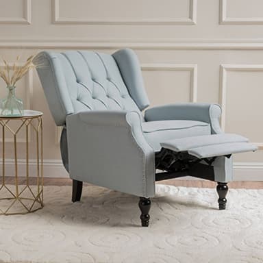 Christopher Knight Home Walter Fabric Recliner, Light Sky Dimensions: 34.75”D x 28.00”W x 41.25”H - Image 3