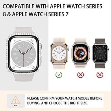 4 Pack Bling Case for Apple Watch Series 9/8/7 41mm, Glitter Rhinestone Diamonds Protective Case with Tempered Glass Screen Protector Cover for iWatch Series 9/Series 8/Series 7 41mm Women - Image 5