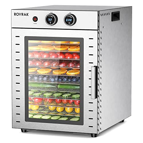 ROVRAk Food Dehydrator for Jerky, Fruit, Meat, Herbs, 12-Tray Stainless Steel Dehydrator Machine, Adjustable Timer, Temperature Control, Overheat Protection (67 Recipes) - Image 1