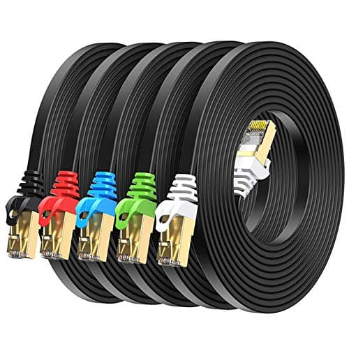 BUSOHE Cat8 Ethernet Cable 10FT 5 Pack Multi Color, Cat-8 Flat RJ45 Computer Internet LAN Network Ethernet Patch Cable Cord, 40Gbps 2000MHz Faster Than Cat7/Cat6/Cat5-10 Feet - Image 1
