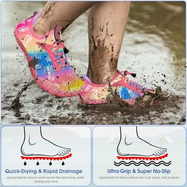 Built-in Heel Grips Water Shoes for Kids Girls Boys Hiking Shoes Wide Barefoot Swim Beach Pools Aqua Socks Slip-On Quick Dry Lightweight for Big Little Kids Toddler - Image 3