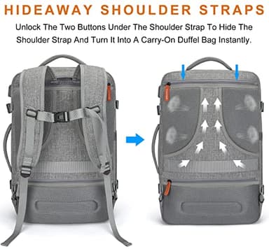 Lumesner Carry on Travel Backpacks, Extra Large 40L Flight Approved for Men & Women,Expandable Suitcase backpack (Grey (Backpack With 4 Packing Cubes)) - Image 4