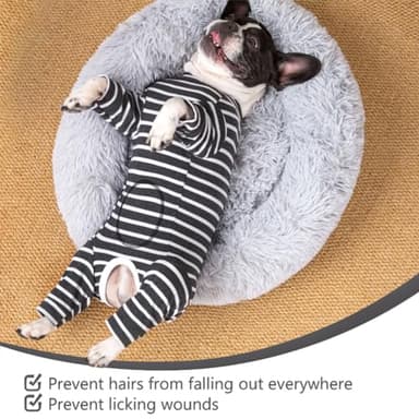 Paipeper Dog Surgery Recovery Suit for Female Male Puppy,Dog Bodysuit Long Sleeve Prevent Shedding and Licking Wound,Dog Pajamas,E-Collar Cone Alternative(Black White Stripe-XL) - Image 5