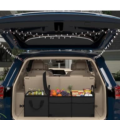 X-cosrack Trunk Organizer with Pack Portable Insulation Cooler Bag-Collapsible Multi-Compartment -Large Capacity Washable Car Storage Bag-To Suit SUV, Truck, Automotive, Any In-vehicle, Black - Image 2