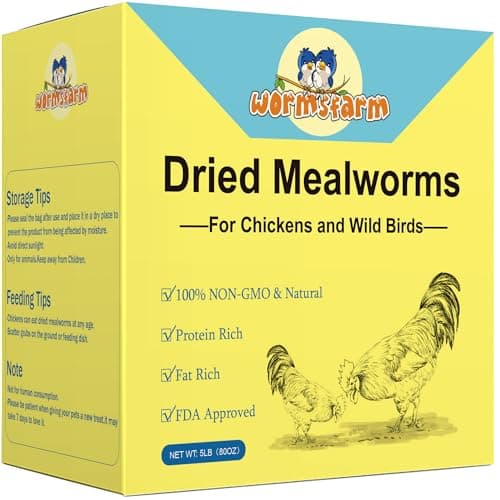 WormsFarm 5lb Dried Mealworms for Chickens Treats for Laying hens,Bluebirds,Quail,Chicken Food - Image 1