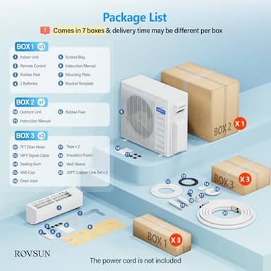 ROVSUN 3 Zone 28000 BTU (9K+9K+9K) Mini Split AC/Heating System, 20 SEER2 Tri Zone Ductless Wall Mounted Air Conditioner with Pre-Charged Condenser, Heat Pump & 25Ft Line Set, 208-230V - Image 6
