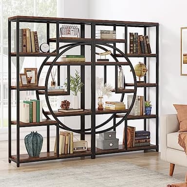 Tribesigns Bookshelf, Industrial 5 Tier Etagere Bookcase, Freestanding Tall Bookshelves Display Shelf Storage Organizer with 9-Open Storage Shelf for Living Room, Bedroom - Image 4