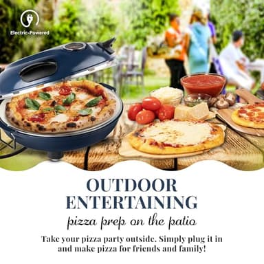 PIEZANO Crispy Crust Pizza Oven by Granitestone – Electric Pizza Oven Indoor Portable, 12 Inch Indoor Pizza Oven Countertop, Pizza Maker Heats up to 800˚F for Stone Baked Pizza at Home - Navy - Image 5
