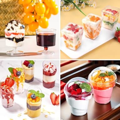 380 Pack Mini Dessert Cups with Spoons and lids, 3 and 5 oz Mini Clear Parfait Cups, Shooters Cups for Party, Round Yogurt Cups, Reusable Fruit Ice Cream Cake Pudding Cups - Image 3