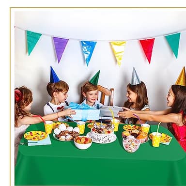 Green 6 Pack Plastic Table Cloth 54" x 108", Disposable Tablecloths Rectangle Table Cover, Plastic Tablecloth for Parties - Image 6