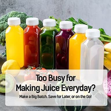 Norcalway 6pcs 12oz Plastic Juice Bottles with Caps, Reusable Juicing Bottles, Clear Drink Containers with Lids for Juicing, Smoothie and Other Beverages - Image 5