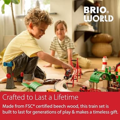 BRIO World Deluxe Railway Set - 87-Piece Wooden Train Set - Includes Passenger & Freight Trains, Stations, Accessories - Safe & Sustainable - MESH Accredited Fun Play for Kids Ages 3 & Up - Image 7