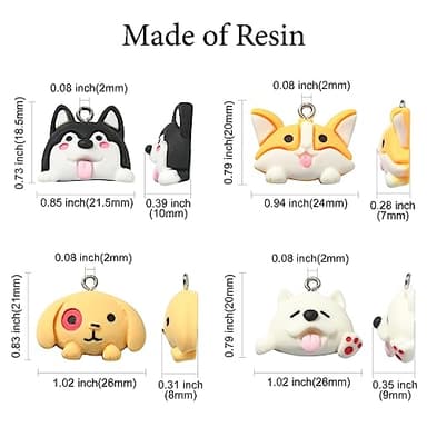 LiQunSweet 32 Pcs 4 Styles Resin Lovely Dog Charms Cartoon Animal Pet Dog Pattern Charms for DIY Jewelry Making Bracelet Necklace Earring Crafts Birthday Gifts - Image 2