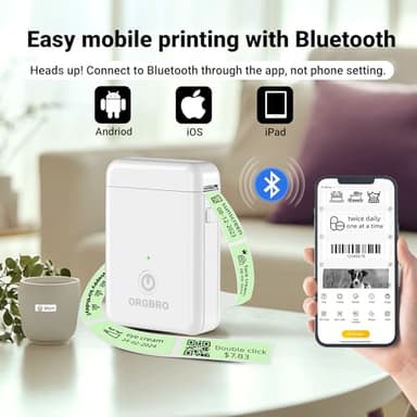ORGBRO Label Maker Machine with Tape, X1 Portable Bluetooth Mini Label Printer, Support Pre-Cut & Continuous Label, Wireless Small Label Makers with Versatile App for School Home Office Organization - Image 3