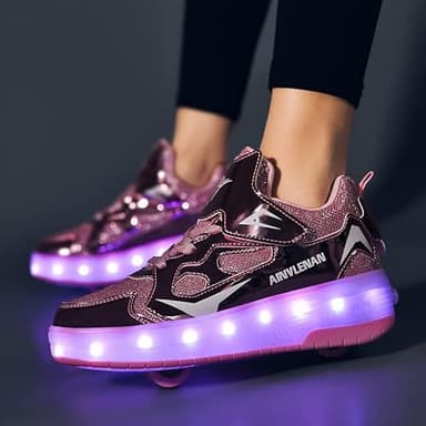 Ulinlo pouly Retractable Roller Shoes with Wheels USB Chargable Light Up Sneakers for Girl - Image 6