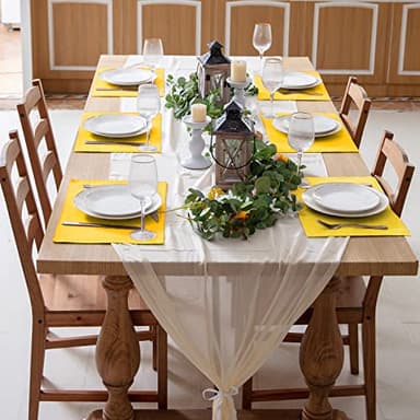 Rinpon Cloth Yellow Placemats Set of 8, Linen Type Fabric Placemats Machine Washable Heat Resistant Placemats Polyester Place Mats for Halloween, Thanksgiving and Christmas Dining Table (Yellow) - Image 6