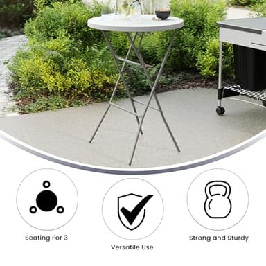 Flash Furniture 32" Round Folding Bar Height Tables for Parties and Commercial Events, Indoor/Outdoor Plastic Bar Height Folding Tables, Set of 4, White - Image 11