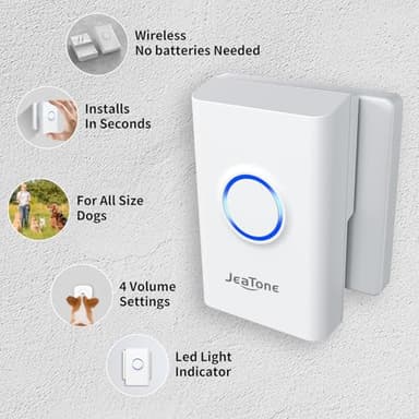 JeaTone Dog Door Bell, Dog Bells to Go Outside, Smart Wireless Potty Training Button for Dogs, Training Dog to Ring The Bell, 2 Pack Button White - Image 5