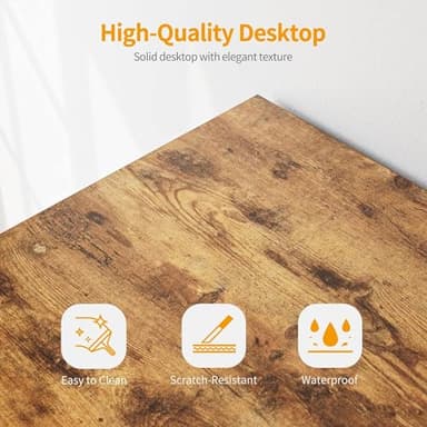 CubiCubi Computer Desk with Keyboard Tray, 47 Inch Office Desk with Monitor Stand and Storage Shelves, Music Studio Desk Workstation, Work Table for Home Office, Rustic Brown - Image 8