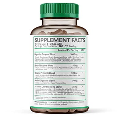 Wholesome Wellness Digestive Enzymes 1000MG Plus Prebiotics & Probiotics Supplement, 180 Capsules, Organic Plant-Based Vegan Formula for Digestion & Lactose with Amylase & Bromelain,3-6 Months Supply - Image 2