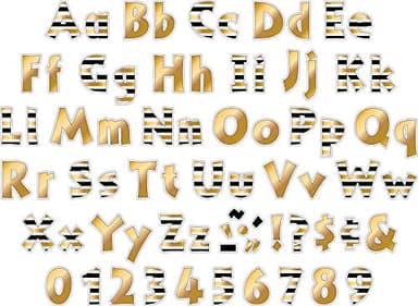 Barker Creek Letter Pop-Out Set, 4” Classic Gold, Set Includes 510 4" Letters, Numbers & Punctuation Marks, Multicolor Designer Letters, Office, Home, and School Décor (4426) - Image 3