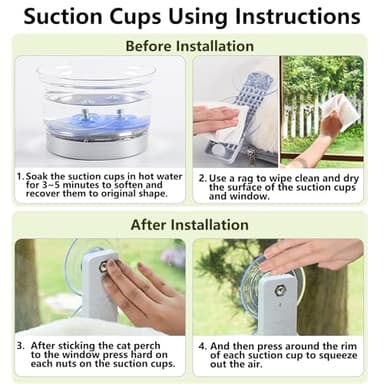 AMOSIJOY Cordless Cat Window Perch, Cat Hammock for Wall with 4 Strong Suction Cups, Solid Metal Frame and Two Replaceable Covers, Foldable Cat Beds for Indoor Cats (Large-Cushion Bed-Gray) - Image 4